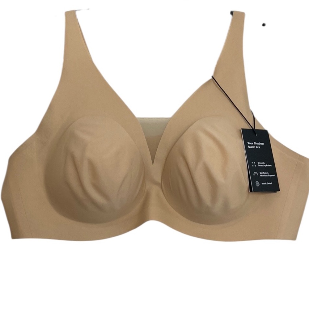 New Knix Shadow Mesh T Shirt Bra Womens XXXL Warm Sand Wireless 42A 42B 42C
